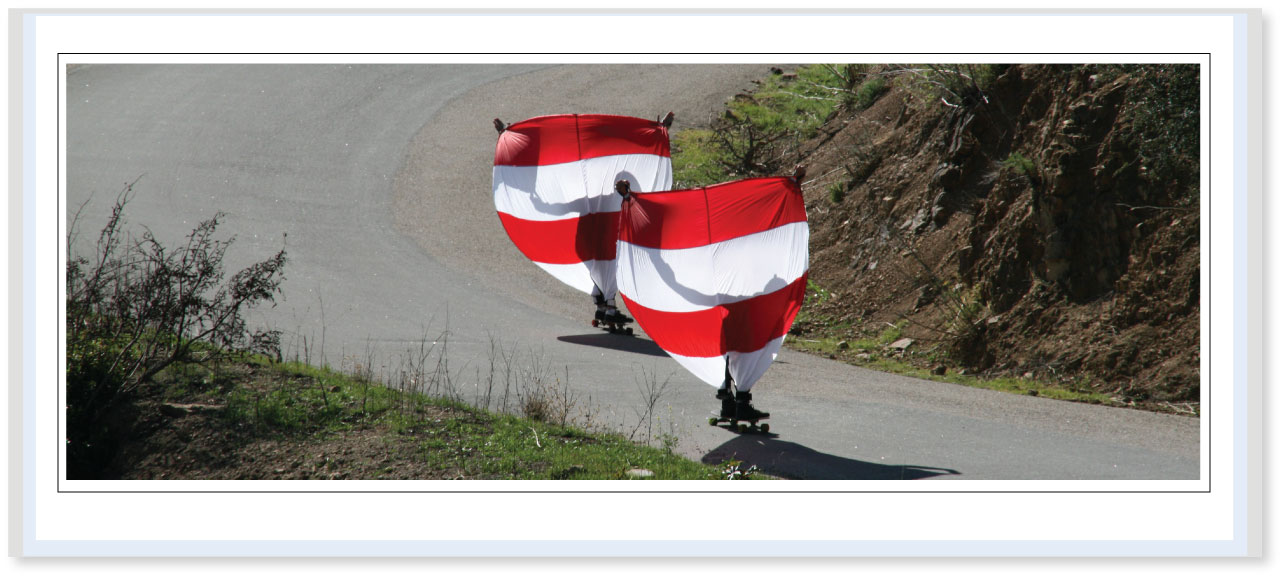 SPORTING-SAILS - The Downhill Body-Sail for Skateboarding, Skiing  & Snowboarding